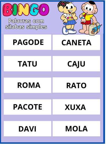 bingo palavras simples pdf imprimir 1