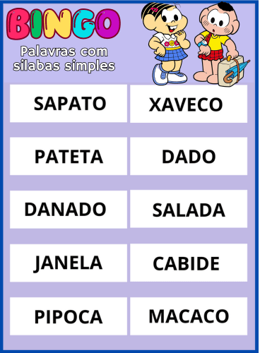 bingo palavras simples pdf imprimir 11