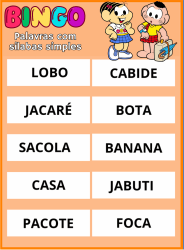 bingo palavras simples pdf imprimir 12