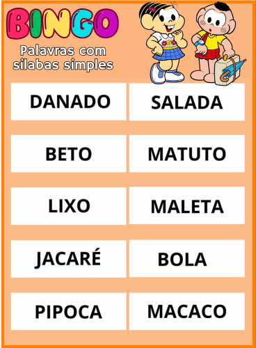 bingo palavras simples pdf imprimir 14