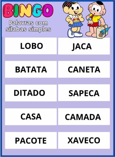 bingo palavras simples pdf imprimir 15