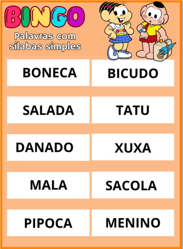 bingo palavras simples pdf imprimir 20