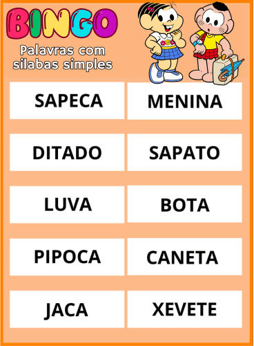 bingo palavras simples pdf imprimir 30