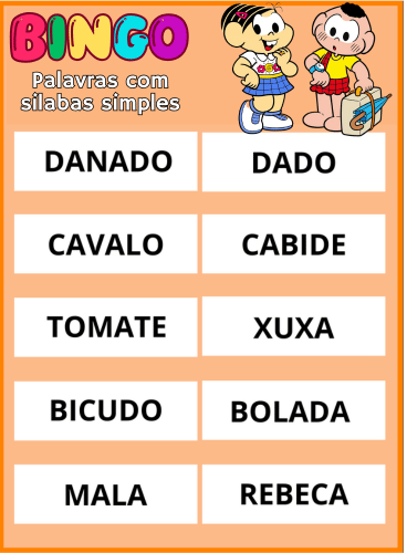 bingo palavras simples pdf imprimir 6