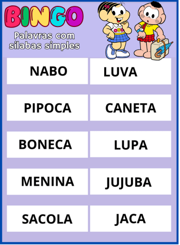 bingo palavras simples pdf imprimir 7