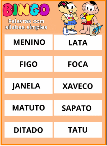 bingo palavras simples pdf imprimir 8