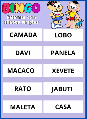 bingo palavras simples pdf imprimir 9