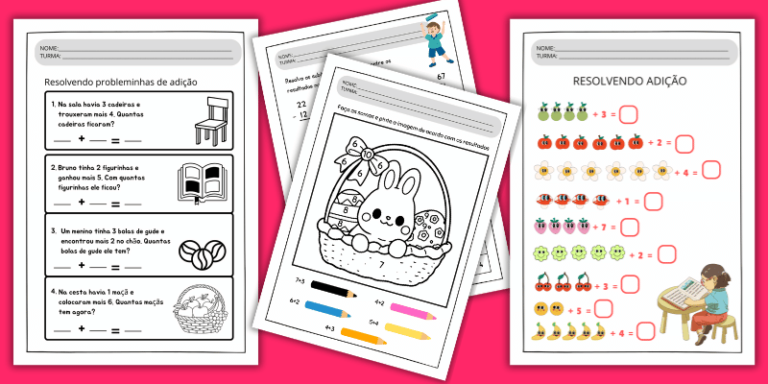 Atividades de matemática para 1º ano alfabetização números, contagem, adição e subtração