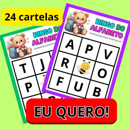 FICHAS E CARTELAS BINGO DAS LETRAS