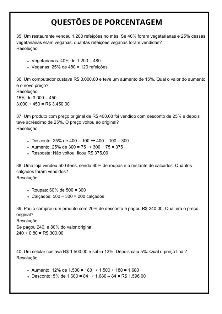 lista de exercicios porcentagem 8 ano pdf 05 baixe grátis
