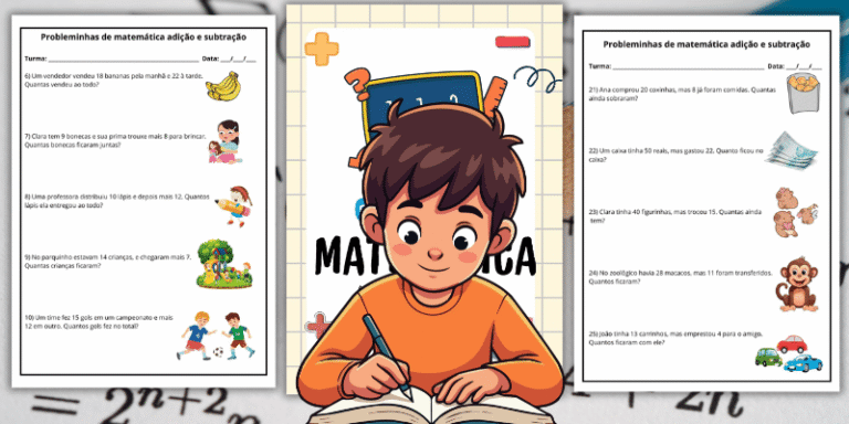 Atividade de matemática 1º ano probleminhas de adição e subtração pdf para impressão