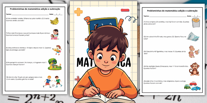Atividade de matemática 1º ano probleminhas de adição e subtração pdf para impressão