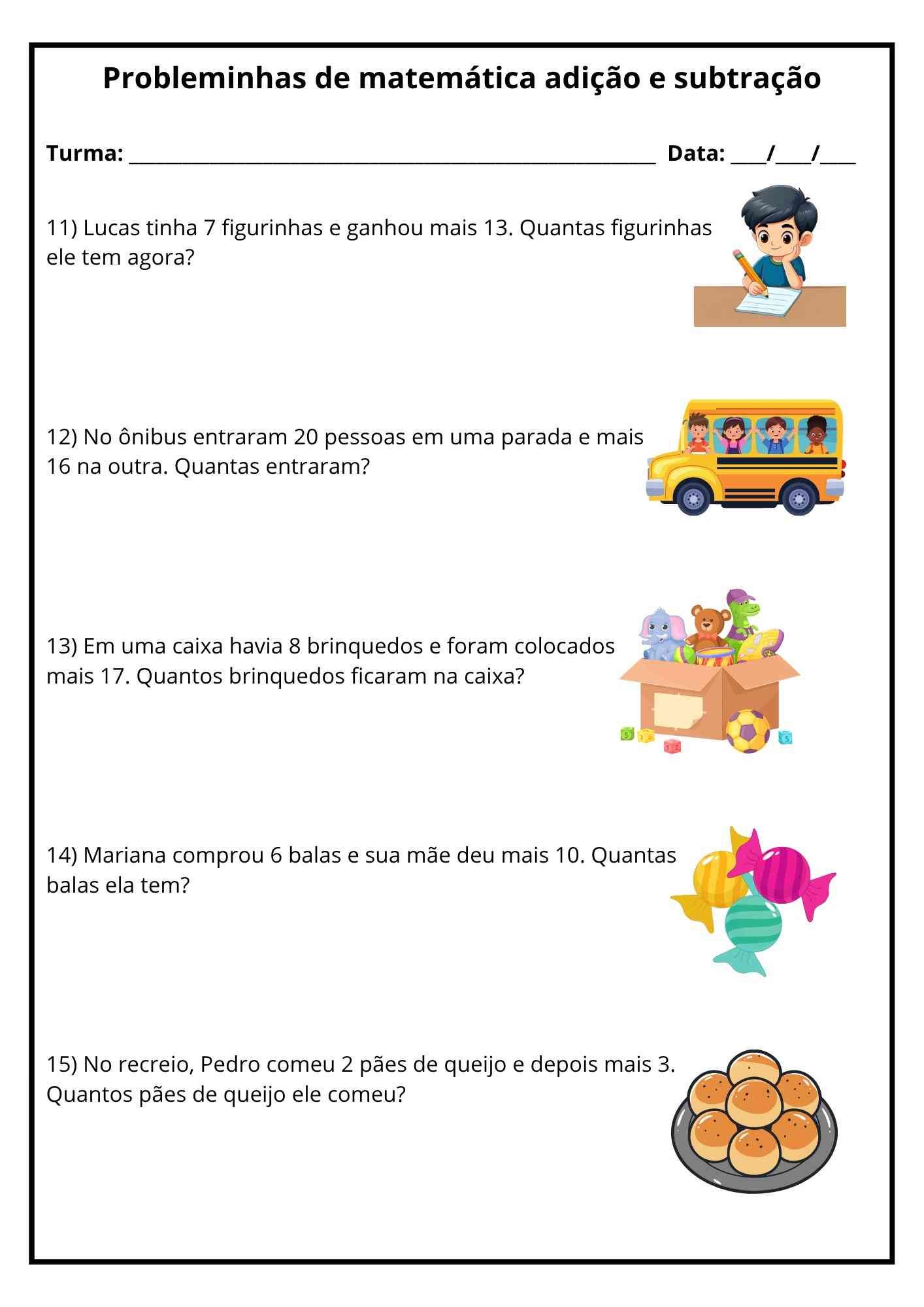 Atividade de matemática 1º ano probleminhas 3 Atividade de matematica 1 ano probleminha com desenho