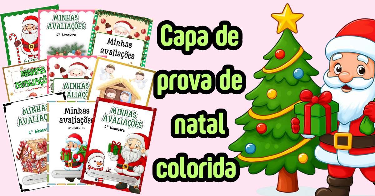 Capa de prova de natal colorida para imprimir 4º bimestre