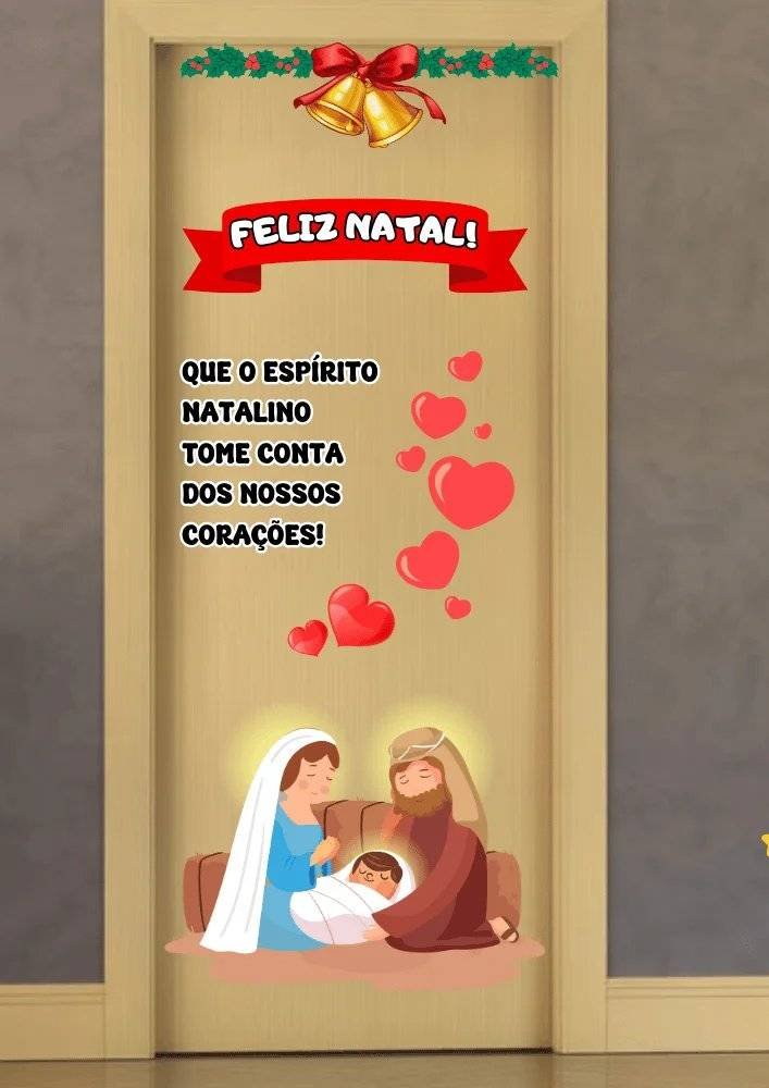 painel natal porta papai noel arvore ilustracao 04