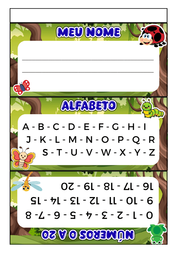 Crachá de mesa para imprimir - 11 modelos diferentes 5 Crachá de mesa educação infantil para imprimir insetos