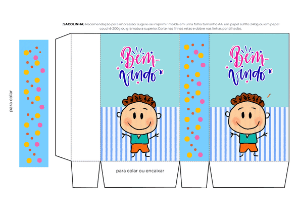 Sacolinha para doces: lembrancinha para primeiro dia de aula 4 lembrancinha dia das crianças imprimir caixinha azul