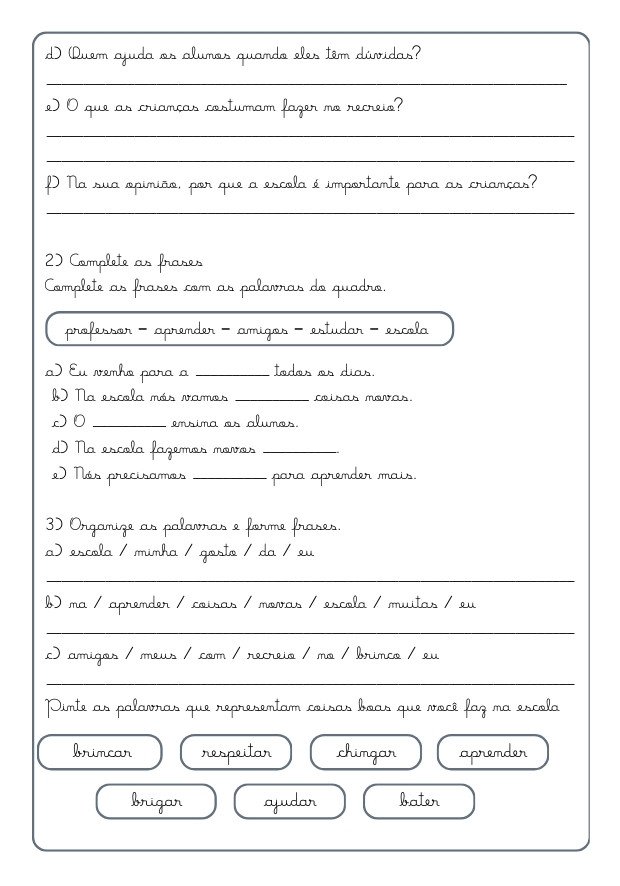 atividades dia da escola 3º ano pdf