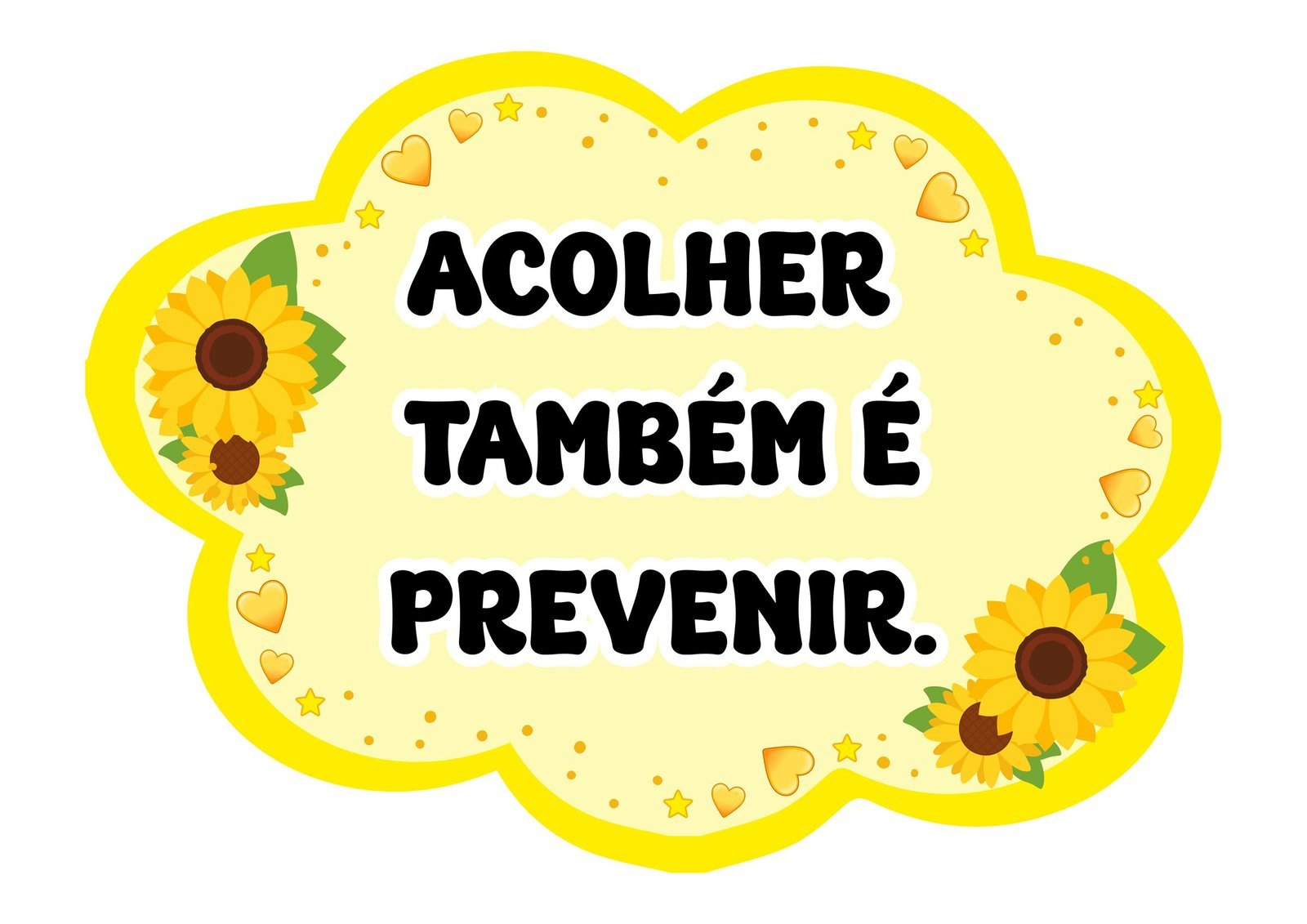 Plaquinhas de Setembro Amarelo com frases de acolhimento para uso escolar - Educativo
