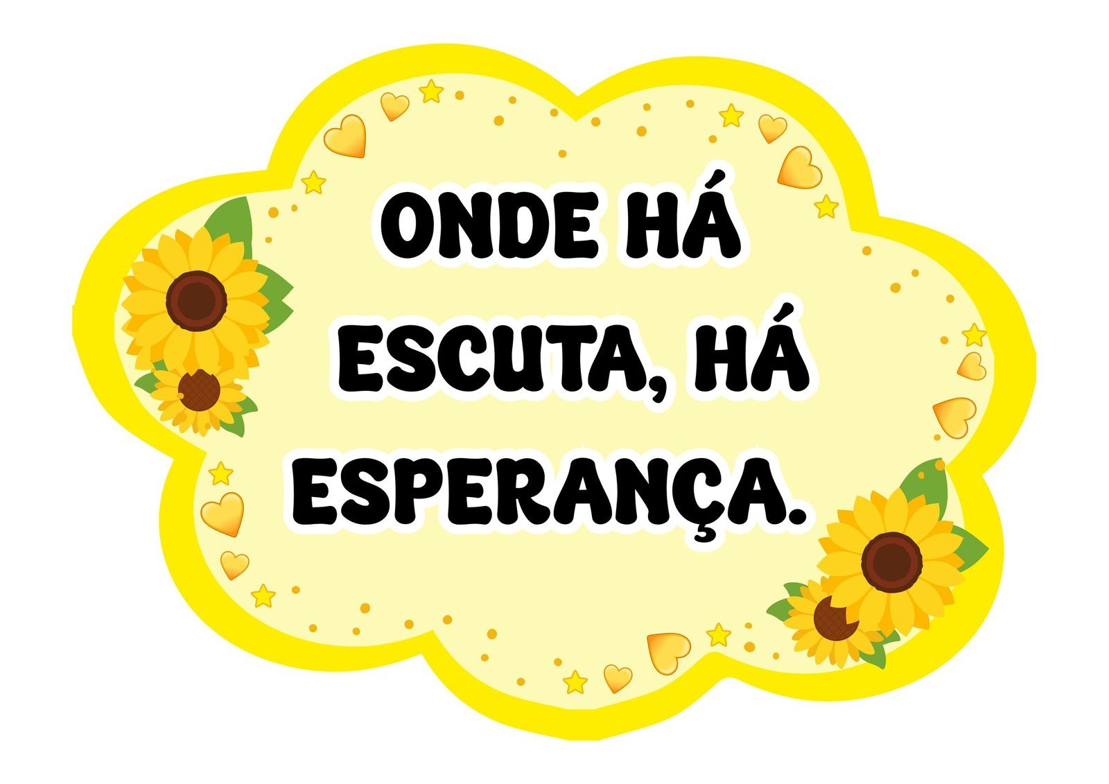 Plaquinhas de Setembro Amarelo com frases de acolhimento para uso escolar - Pedagogico
