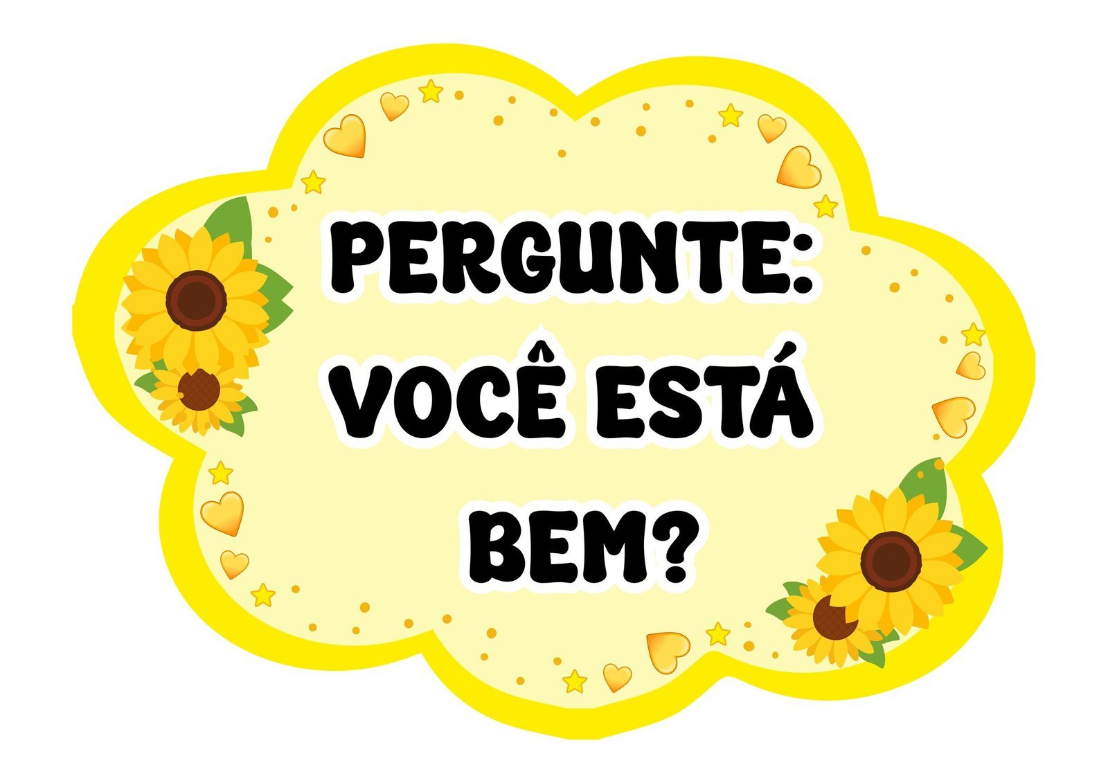 Plaquinhas de Setembro Amarelo com frases de acolhimento para uso escolar - Recurso Educacional