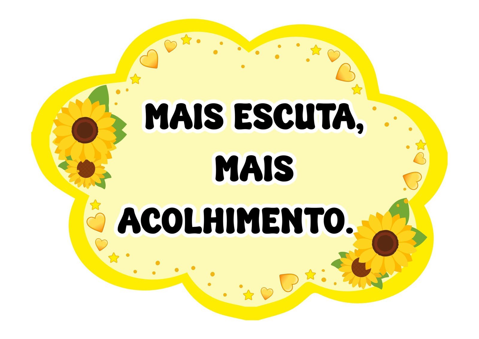 Plaquinhas de Setembro Amarelo com frases de acolhimento para uso escolar - Uso Sala