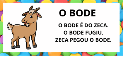 Leitura na Alfabetização: 42 Textos Pequenos para Usar com a Turma 2 Textos pequenos com sílabas simples para leitura na alfabetização - Alfabetizacaohistoria Bode