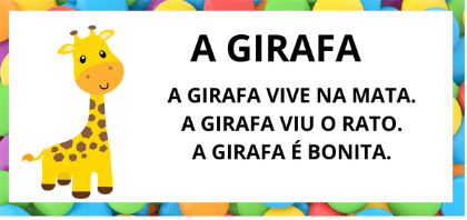 Leitura na Alfabetização: 42 Textos Pequenos para Usar com a Turma 3 Textos pequenos com sílabas simples para leitura na alfabetização - Girafa Vive Mata