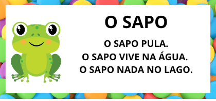 Leitura na Alfabetização: 42 Textos Pequenos para Usar com a Turma 4 Textos pequenos com sílabas simples para leitura na alfabetização - Historinha Sapo Com Silabas