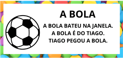 Leitura na Alfabetização: 42 Textos Pequenos para Usar com a Turma 14 Textos pequenos com sílabas simples para leitura na alfabetização - Titulo Texto Bola