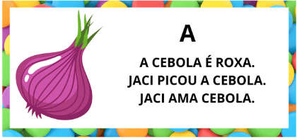 Leitura na Alfabetização: 42 Textos Pequenos para Usar com a Turma 36 Textos pequenos com sílabas simples para leitura na alfabetização - Titulo Texto Cebola