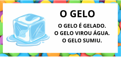 Leitura na Alfabetização: 42 Textos Pequenos para Usar com a Turma 33 Textos pequenos com sílabas simples para leitura na alfabetização - Titulo Texto Gelo