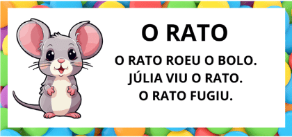 Leitura na Alfabetização: 42 Textos Pequenos para Usar com a Turma 17 Textos pequenos com sílabas simples para leitura na alfabetização - Titulo Texto Rato