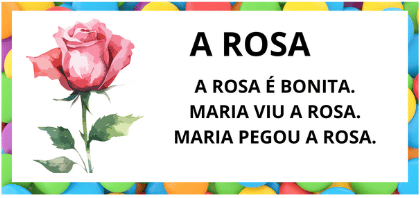 Leitura na Alfabetização: 42 Textos Pequenos para Usar com a Turma 18 Textos pequenos com sílabas simples para leitura na alfabetização - Titulo Texto Rosa