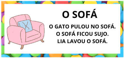 Leitura na Alfabetização: 42 Textos Pequenos para Usar com a Turma 30 Textos pequenos com sílabas simples para leitura na alfabetização - Titulo Texto Sofa