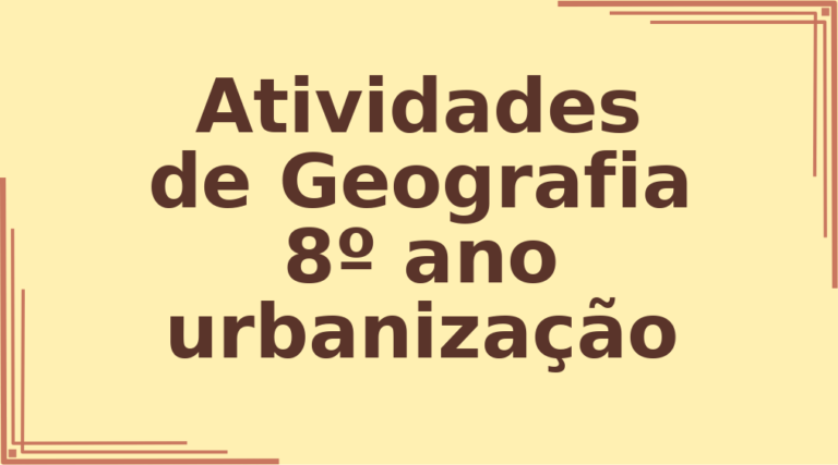 Atividades de Geografia 8º ano urbanização capa