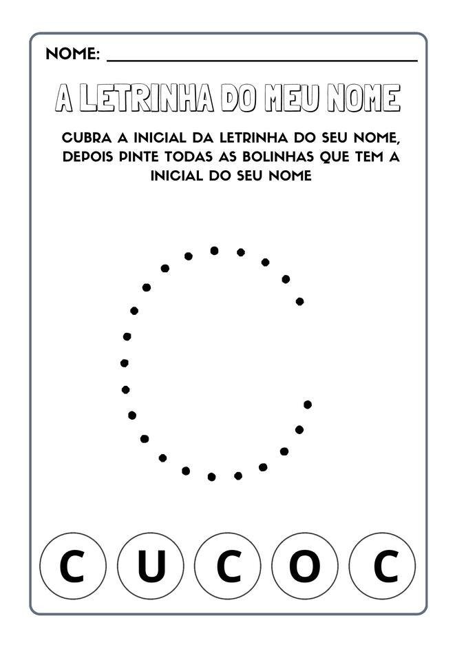 Atividades com a Letra Inicial do Nome para Imprimir