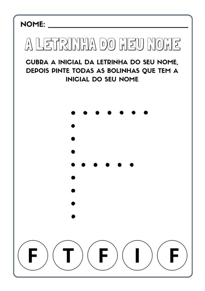 Atividades com a Letra Inicial do Nome para Imprimir