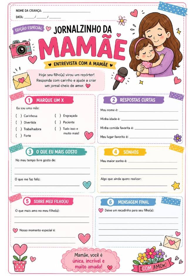 Atividade dia das maes jornalzinho da mamae