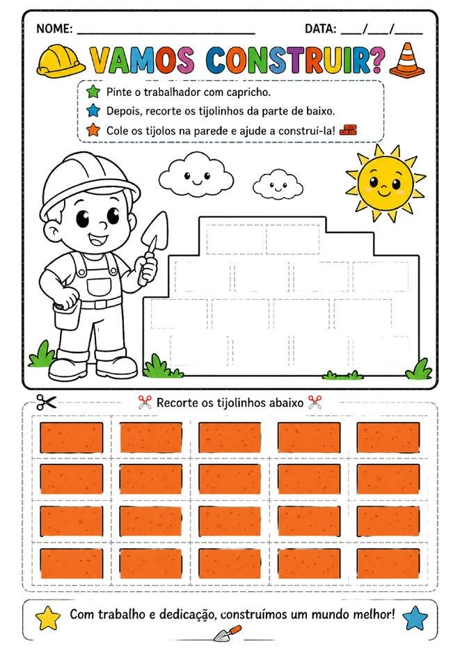 Atividade dia do trabalho educacao infantil para imprimir