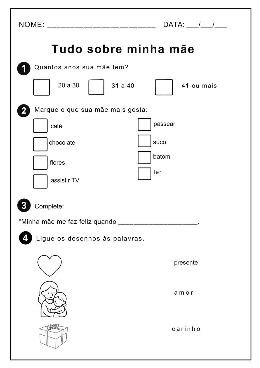 atividades dia das maes 1º ano fundamental