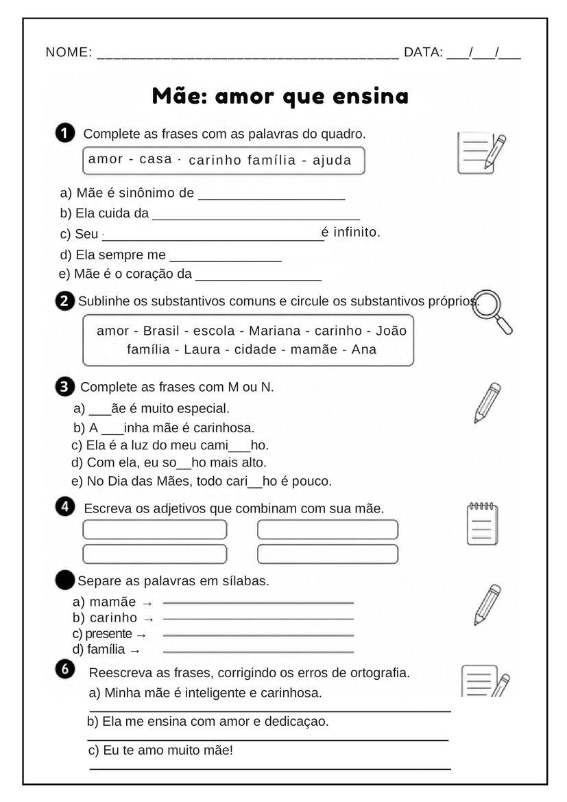 atividades dia das maes 4º ano fundamental