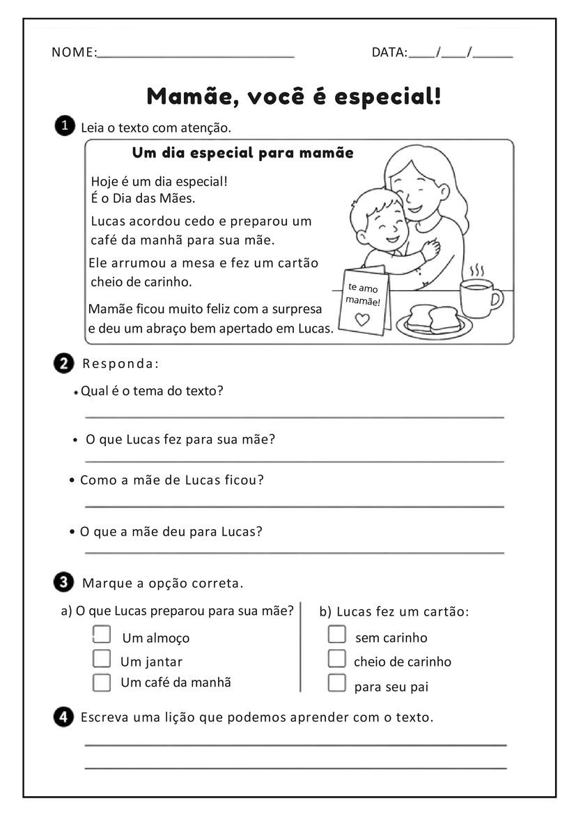 atividades dia das maes 4º ano fundamental