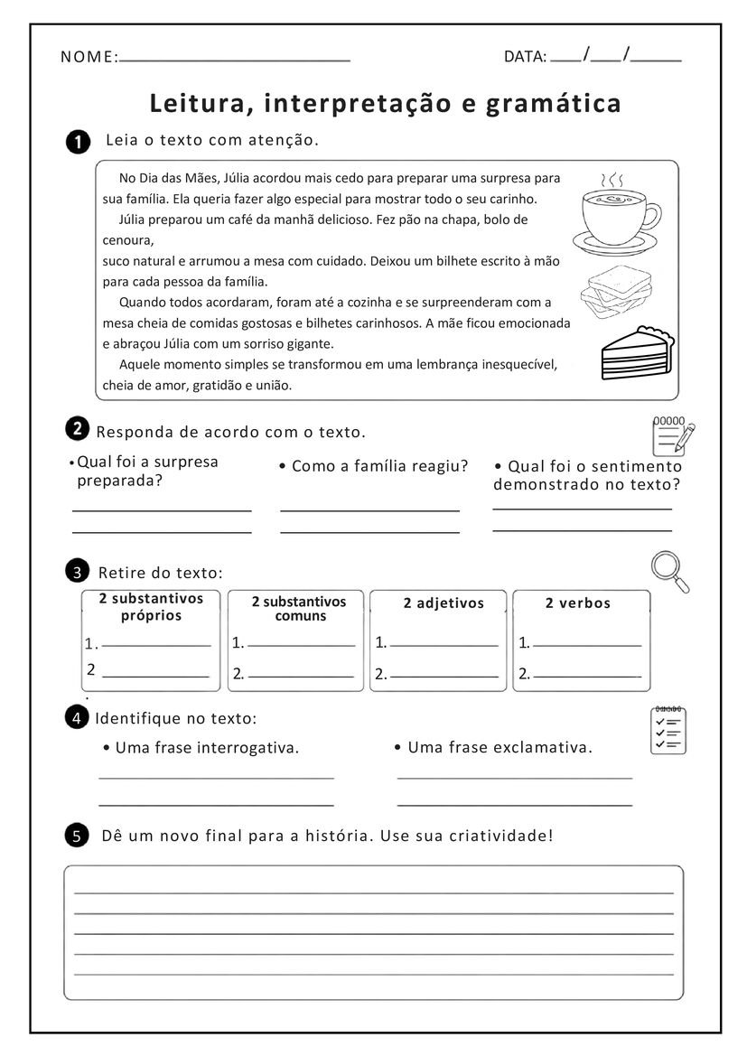 Atividades Dia das Maes 5º Ano Fundamental